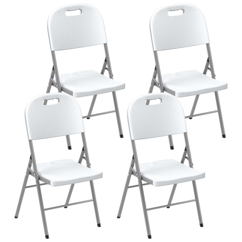 Outsunny Set of Four Foldable Outdoor Chairs - White