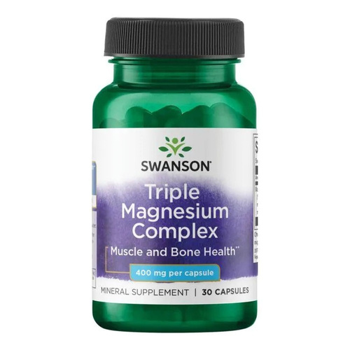 Swanson Triple Magnesium Complex 400mg for Bones Muscles and Nerves 30 Capsules