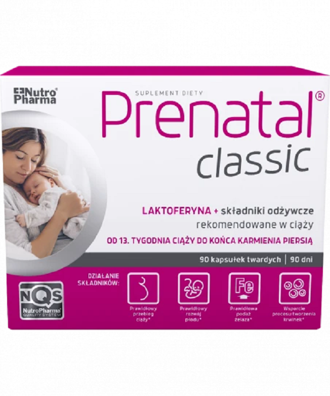 Prenatal Classic Laktoferyna dla Kobiet w Ciąży 90 Tabletek