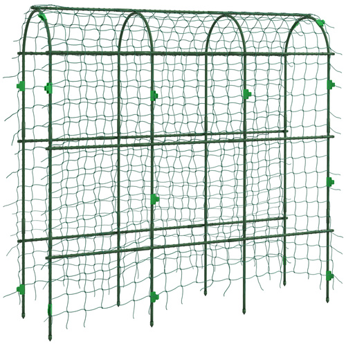 Outsunny 183 cm Tall Metal Garden Trellis, Arch Trellis for Climbing Plants Outdoor with Climbing Net