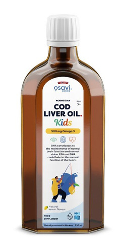 Osavi Norwegian Cod Liver Oil Kids 500mg Omega 3 Lemon 250 ml