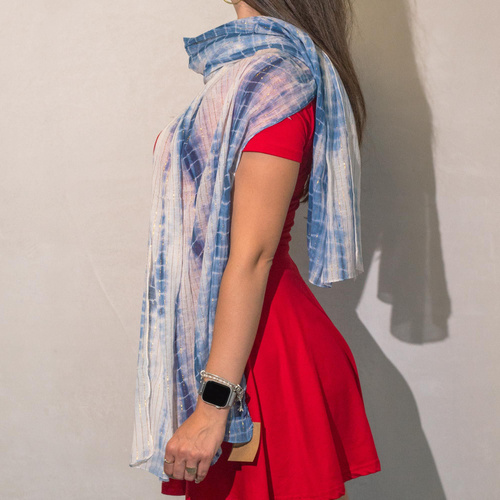 Nomad Sari Party Shine Scarf – Dusky Blue (180×50cm)