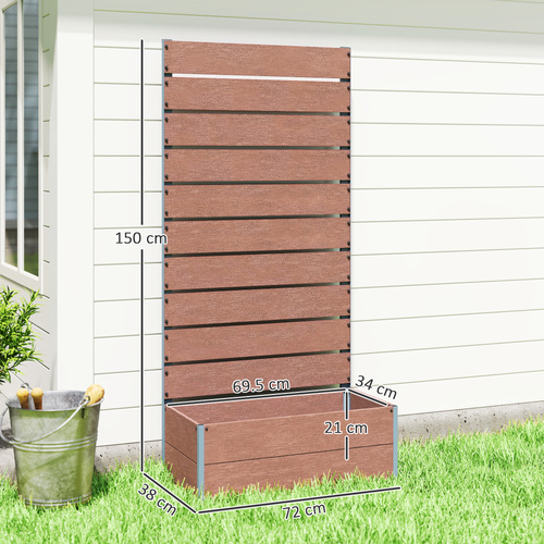 Outsunny 34 x 69.5cm Garden Planter Box, with Back Trellis, Brown