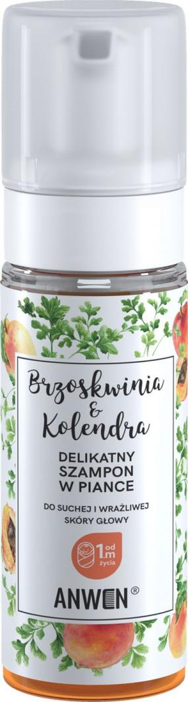 Anwen Brzoskwinia i Kolendra Delikatny Szampon w Piance do Suchej i Wrażliwej Skóry Głowy 170ml