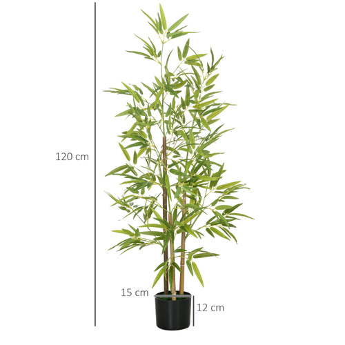 HOMCOM Artificial Plant Bamboo Artificial Tree Height 120 cm with Pot for Home Indoor Decor