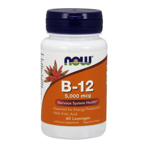 Now Foods Vitamin B-12 z Kwasem Foliowym 5000mcg 60 Kapsułek