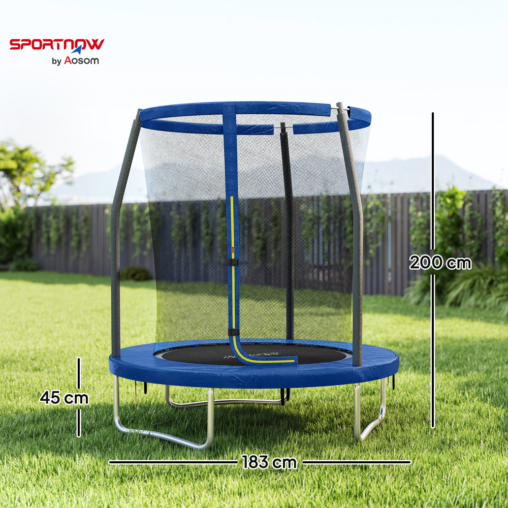 SPORTNOW 6ft Trampoline with Safety Enclosure Net, Steel Frame Outdoor Trampoline, with Edge, Safety Cover