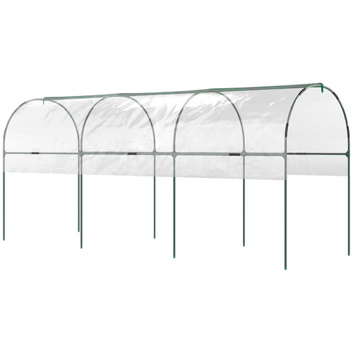 Outsunny Tunnel Tomato Greenhouse with 4 Hoops and Top Tap, Pointed Bottom and Guy Ropes, 400 x 123 x 171 cm, Clear