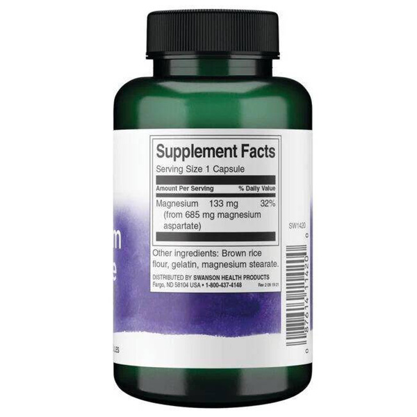 Swanson Magnesium Aspartate for Energy and Muscles 90 Capsules