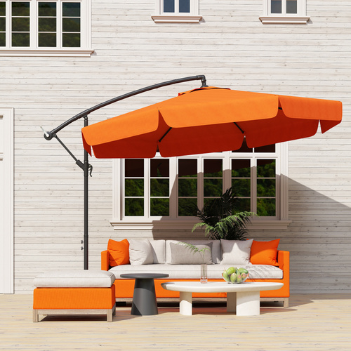 Outsunny 2.7m Garden Cantilever Banana Parasol - Orange