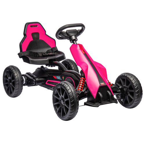 HOMCOM 12V Electric Go-Kart for Kids, Ride-On Racing Go-Kart, with Forward and Reversing Functions, for Ages 3-8 Years - Pink