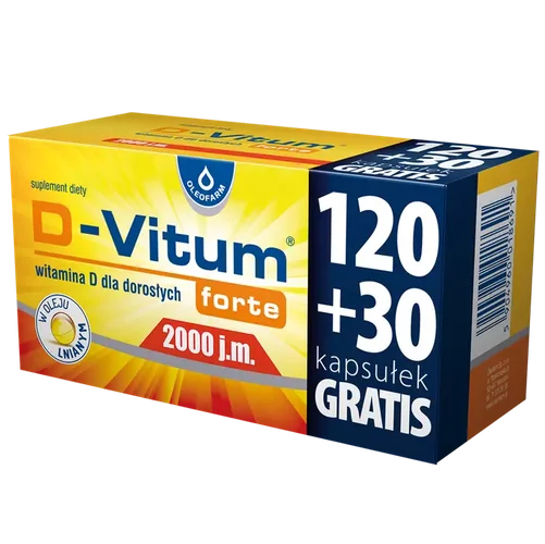 Oleofarm D-Vitum Forte 2000 IU Vitamin D3 for Adults 150 Capsules