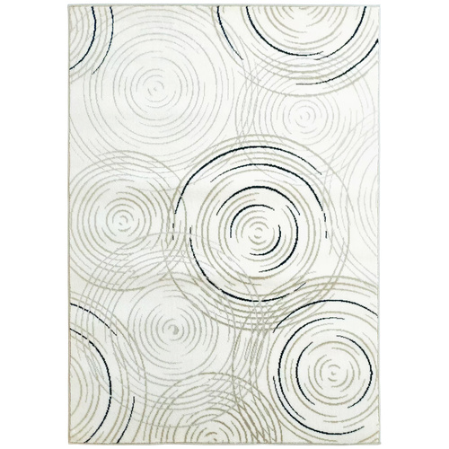 HOMCOM Modern Area Rug, Swirl Pattern Machine Washable Rug, Allergy-Friendly Floor Carpet for Living Room, Bedroom, Dining Room, Home Office, 170 x 120 cm, Cream White