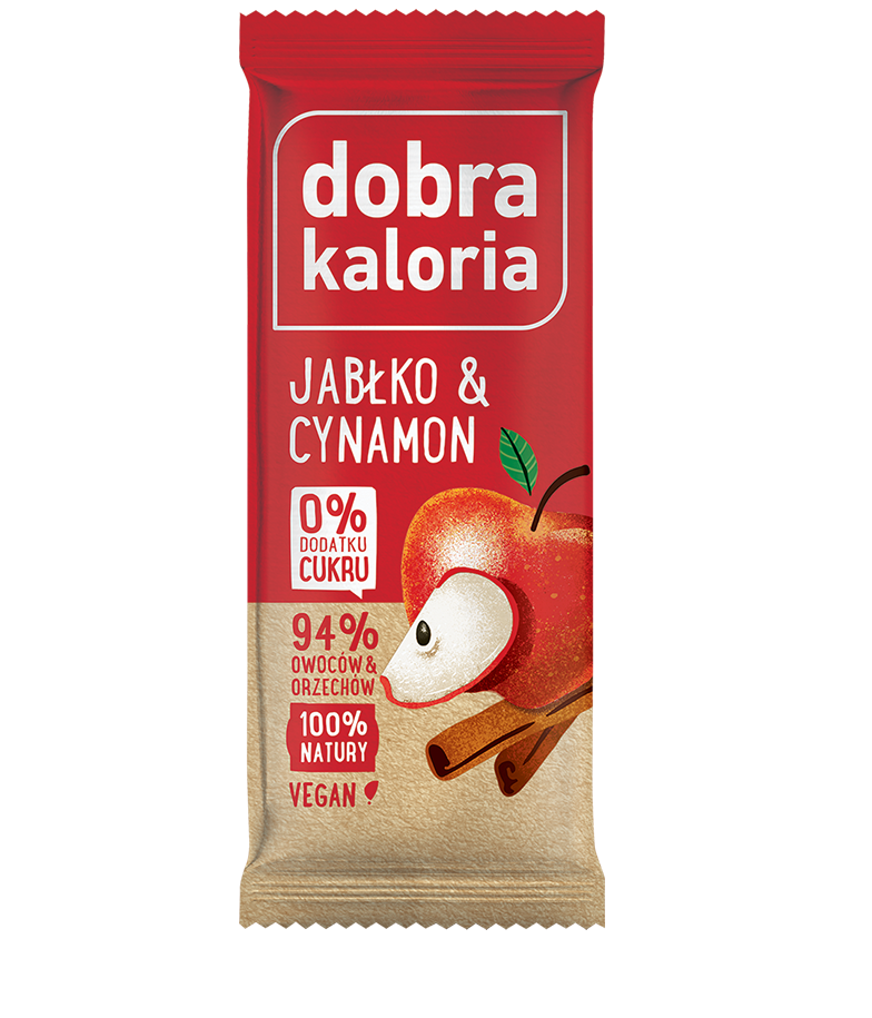 Dobra Kaloria Baton Owocowy Jabłko i Cynamon Idealna Zdrowa Przekąska bez Dodatku Cukru 35g