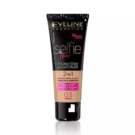 Eveline Selfie Time Covering Moisturizing 2in1 Foundation and Concealer 03 Vanilla 30ml