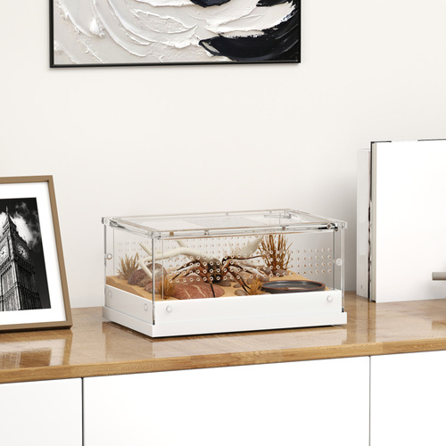 PawHut Acrylic Reptile Terrarium with Top Sliding Door, Vents,  for Snake, Frog, Spider, Gecko, Tarantula, 30 x 20 x 15 cm