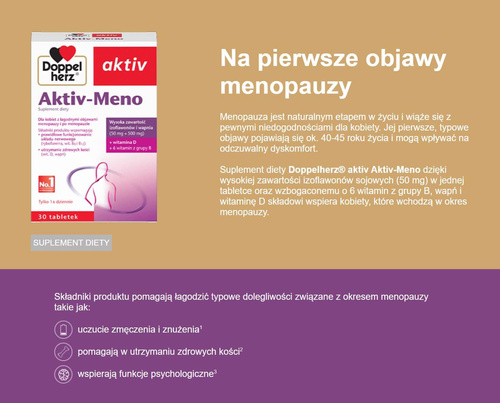 Doppelherz Aktiv-Meno dla Kobiet w Okresie Menopauzy i po Menopauzie 60 Tabletek
