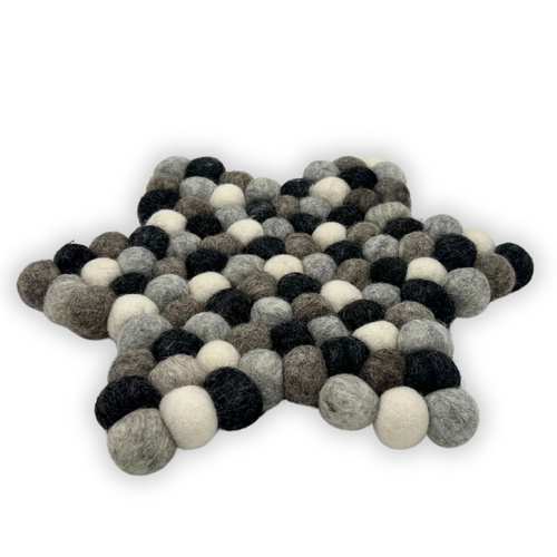 Felt Ball Star Centre Mat - Multi Grey Colour