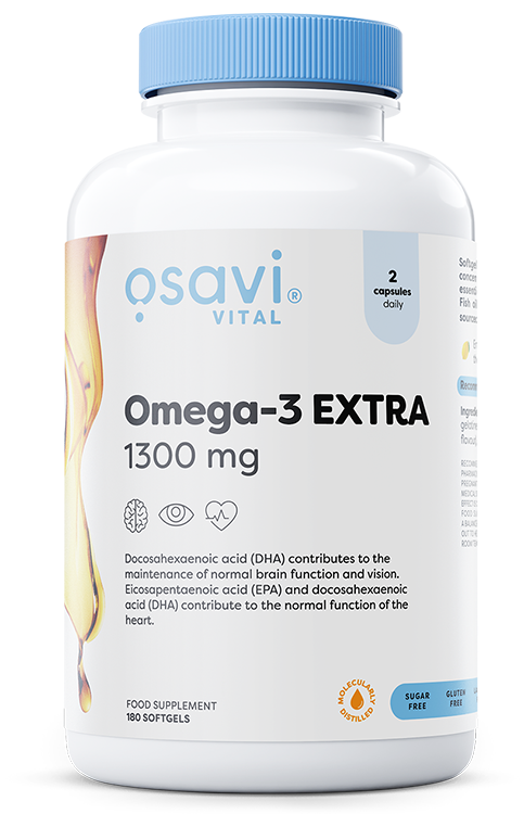 Osavi Omega-3 Extra Molecularly Distilled 1300mg Supports Heart and Brain Function Lemon 180 Softgels