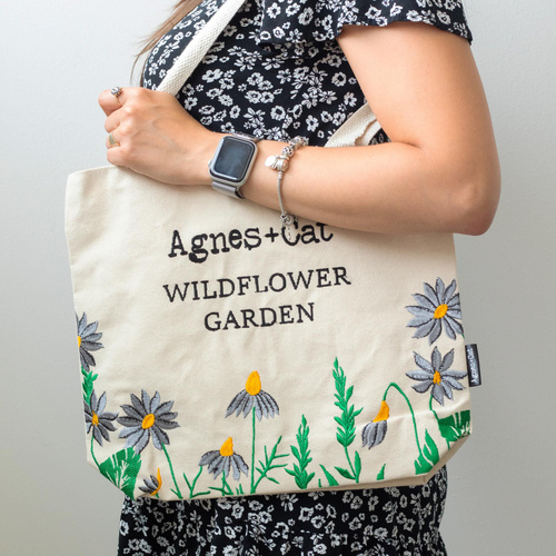 Agnes + Cat Wildflower Garden Tote Bag - Purple Flowers