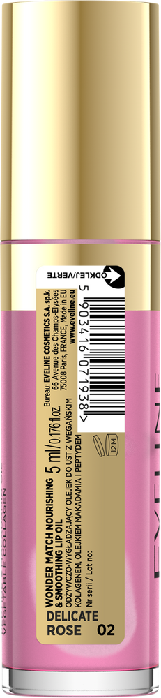 Eveline Wonder Match Moisturizing Lip Oil 02 Delicate Rose 5ml