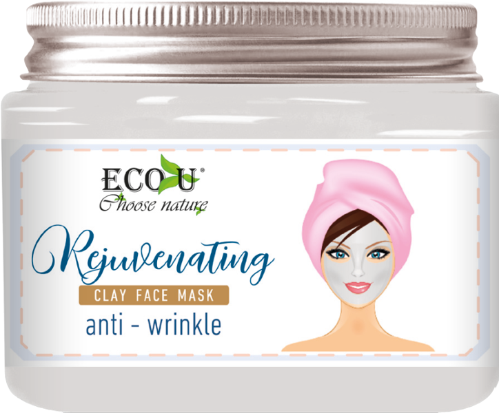 EcoU Rejuvenating White Clay Face Mask Anti-Wrinkle with Natural Ingredients 150ml