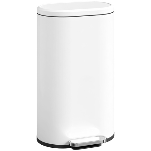 HOMCOM 30 L Modern Curved Kitchen Bin - White