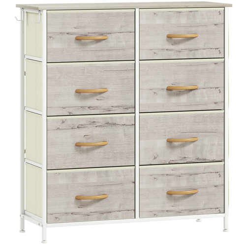 HOMCOM Chest of Eight Fabric Drawers - Natural Wood Finish