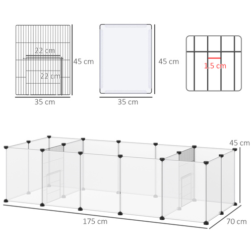 PawHut 18-Panel Small Animal Cage, Pet Playpen, for Guinea Pigs, Hedgehogs - White