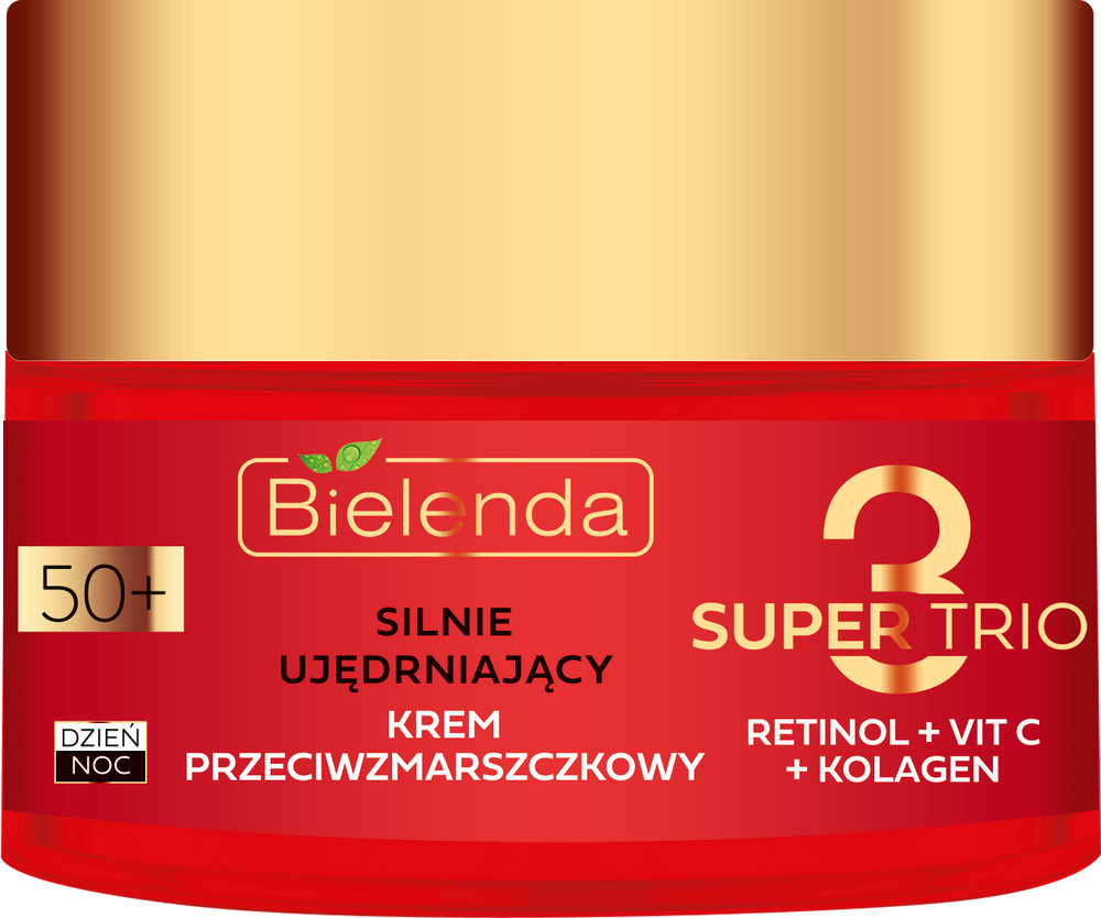 Bielenda Super Trio 3 Retinol Vit.C Kolagen Ujędrniający Krem Przeciwzmarszczkowy 50+ na Dzień i Noc 50ml