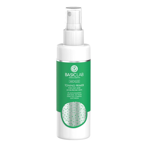 BasicLab Micellis Primer Toning 3% Glycosaminoglycans 2% Noni Stem Cell Complex Glycyrrhizin for Oily Acne and Sensitive Skin 150ml