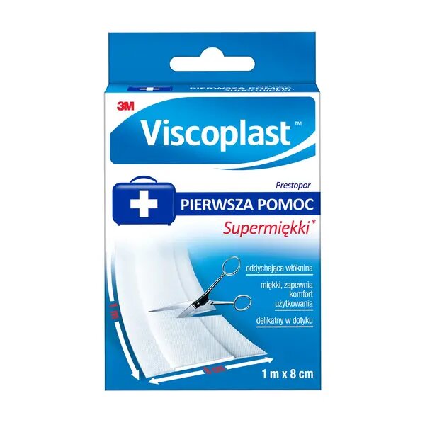 Viscoplast Prestopor Supersoft Cutting Plaster with Dressing 1mx8cm 1 Piece