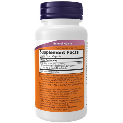 Now Foods Royal Jelly 1500mg Equivalency Supports Immune and Circulatory Systems 60 Vcapsules