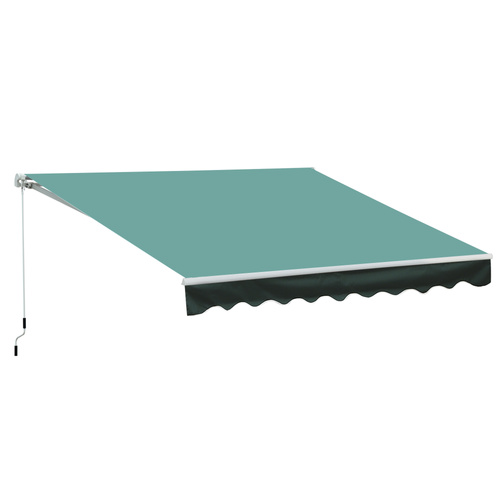 Outsunny 3x2.5 m Sun Shade Canopy Garden Patio Manual Retractable Awning Canopy-Dark Green