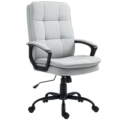 HOMCOM Linen-Look Double-Padded Office Chair - Grey