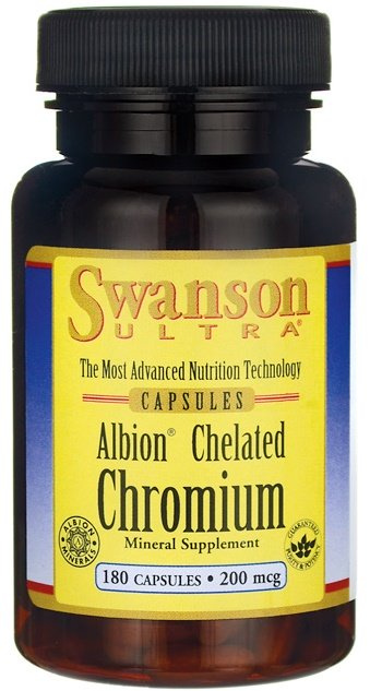 Swanson Albion Chrom Chelatowany 200mcg na Poziom Glukozy 180 Kapsułek