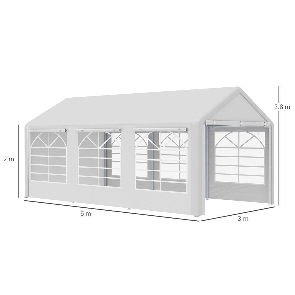 Outsunny 6m x 3m Garden Gazebo Marquee Wedding Shelter Level 4 Wind Protection, White