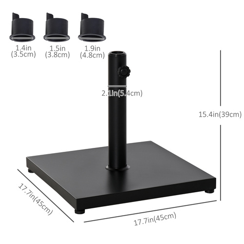 Outsunny Φ35/38/48MM 18KG Steel Square Parasol Stand Base w/ Adjustable Knob Umbrella Stand Garden Patio Outdoor Home, Black