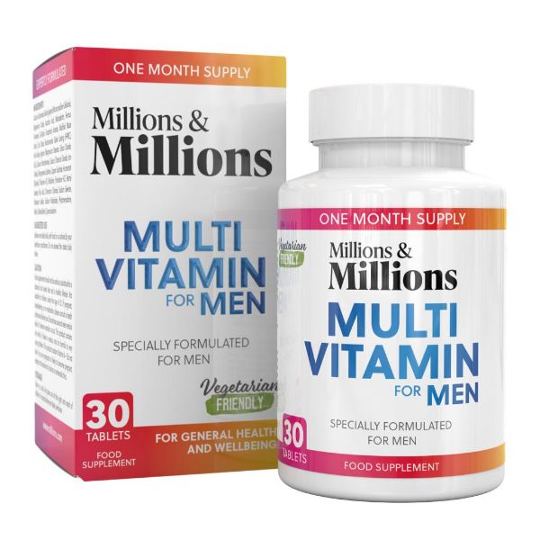 Millions & Millions Multi Vitamin Men dla Ogólnego Zdrowia i Dobrego Samopoczucia Mężczyzn 30 Tabletek