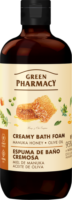 Green Pharmacy Kremowa Nawilżająca Pianka do Kąpieli Miód Manuka i Oliwa z Oliwek 500ml