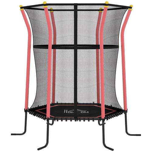 HOMCOM Kids Trampoline Mini Bouncer with Enclosure Safety Net For Ages 3-10 Years - Red