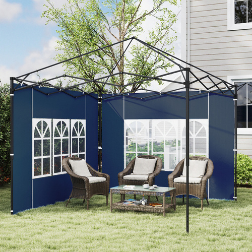 Outsunny Set of Two 3 x 3(m) Gazebo Frame Replacement Walls - Blue