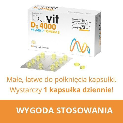 Ibuvit D3 4000 + K2 MK-7 Omega 3 dla Dorosłych powyżej 75 Roku Życia 30 Kapsułek