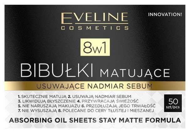 Eveline Stay Matte Formula Absorbing Oil Blotting Papers 8in1 50 Pieces