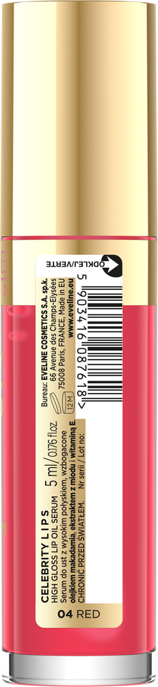 Eveline Celebrity Lips Tinted Oil Therapy Olejek Serum do Ust Nr 04 Red Honey Extract 5ml