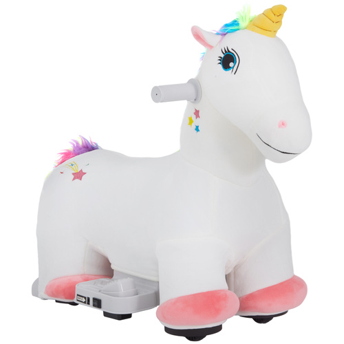 AIYAPLAY 6V Electric Ride on Unicorn, Battery Powered Kids Ride on Animal Toy with Music, Forward Control, for Ages 18-36 Months