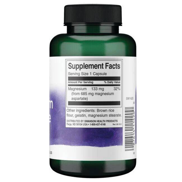 Swanson Magnesium Aspartate for Energy and Muscles 90 Capsules
