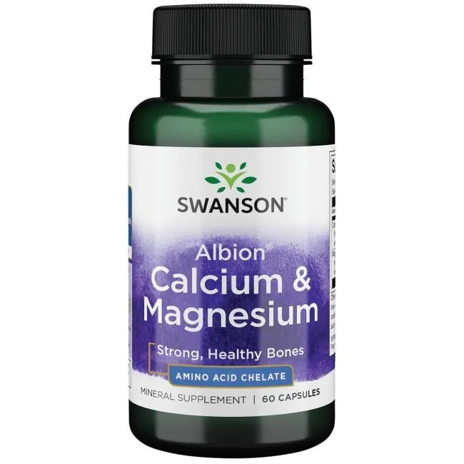 Swanson Albion Calcium and Magnesium for Bone and Cardio Support 60 Capsules