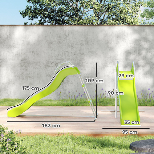 AIYAPLAY Freestanding Kids Slide with Climbing Ladder, Outdoor Playground Equipment for Ages 3-8 Years, Green