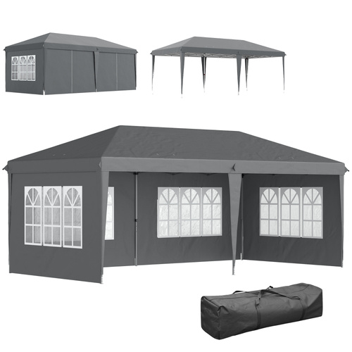 Outsunny 3 x 6m Pop-Up Gazebo, with Removable Walls - Grey